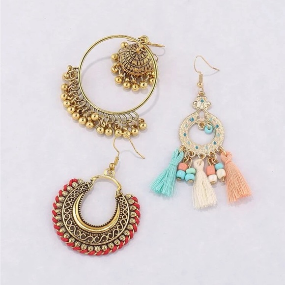 3pairs Tassel Detail Earrings - Picture 2 of 3